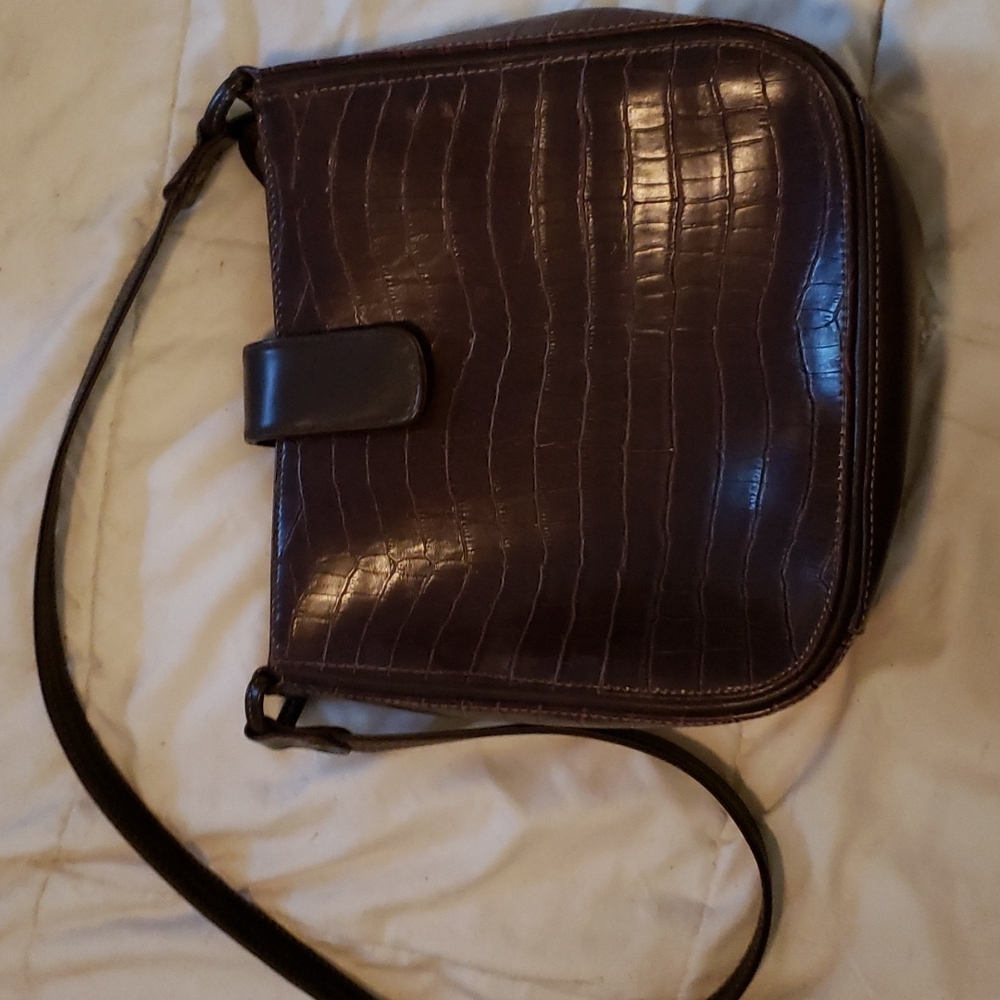 Croc embossed vegan leather shoulder bag